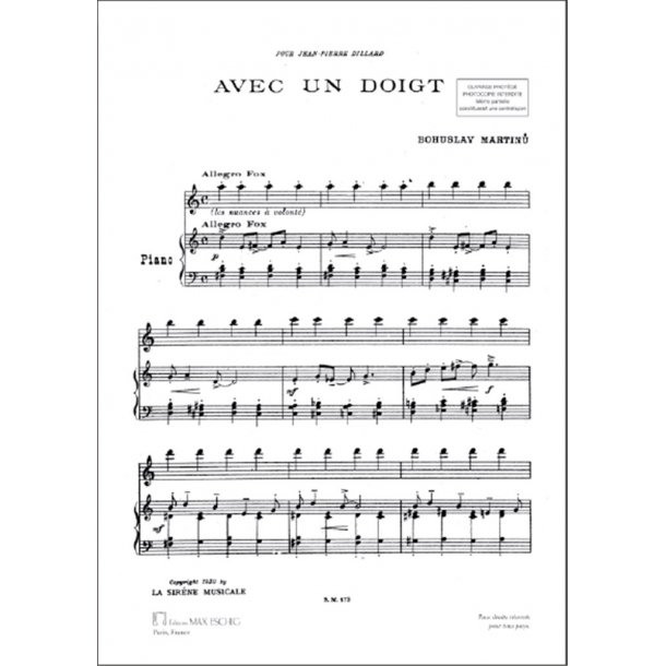 Avec Un Doigt : Pour Piano A Trois Mains